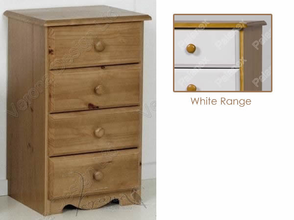 Verona Bedside Chest 4 Drawer | White